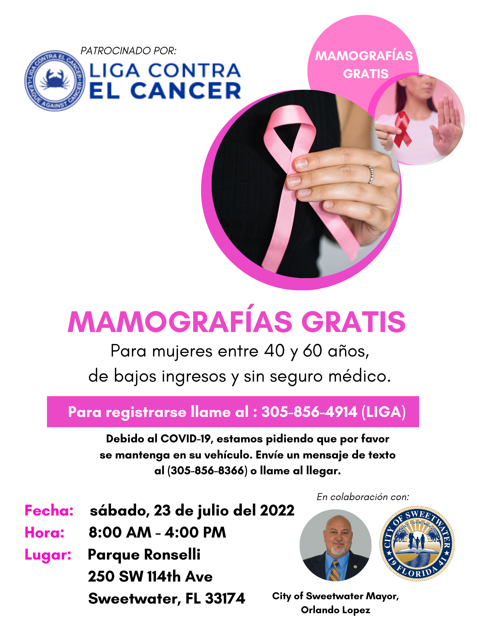 LA LIGA CONTRA EL CANCER FREE MAMMOGRAM SERVICES - City of Sweetwater